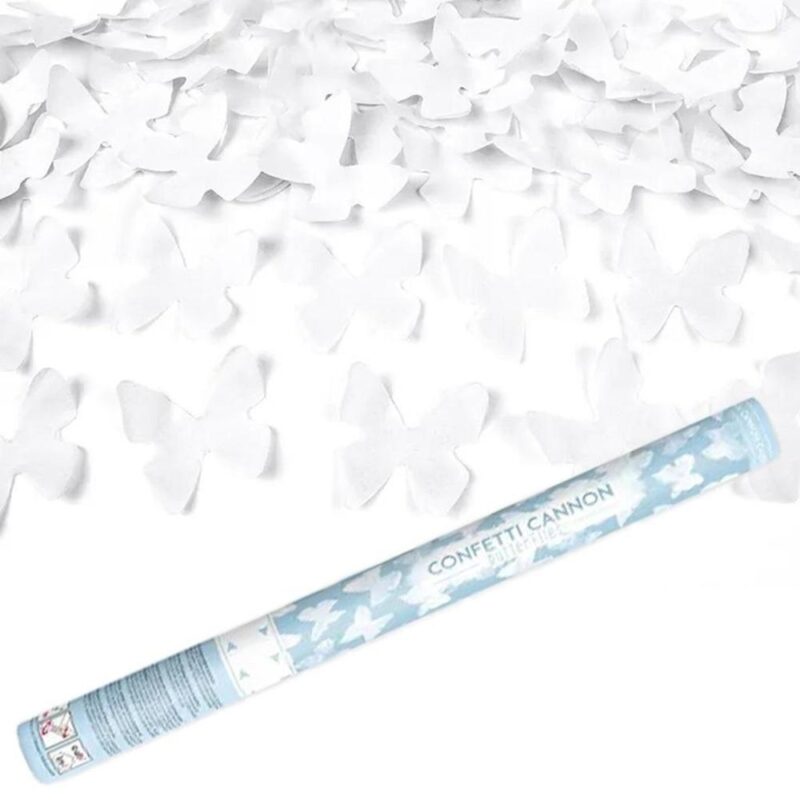 White Butterfly Confetti Tube – Bröllopsfödelsedagsfest dekor 60cm