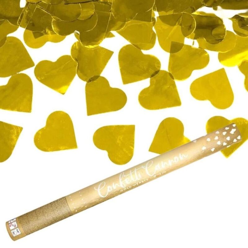 Golden Heart Confetti Cannon, 60 cm födelsedagsbröllopsfest