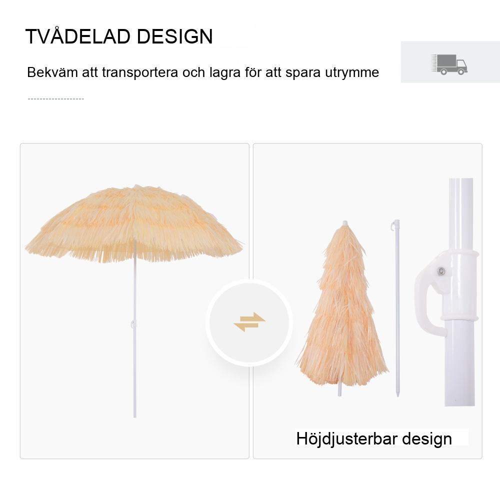 Hawaiian Paraply Beach Parasoll Trädgård Solskydd Beige 160cm Justerbar