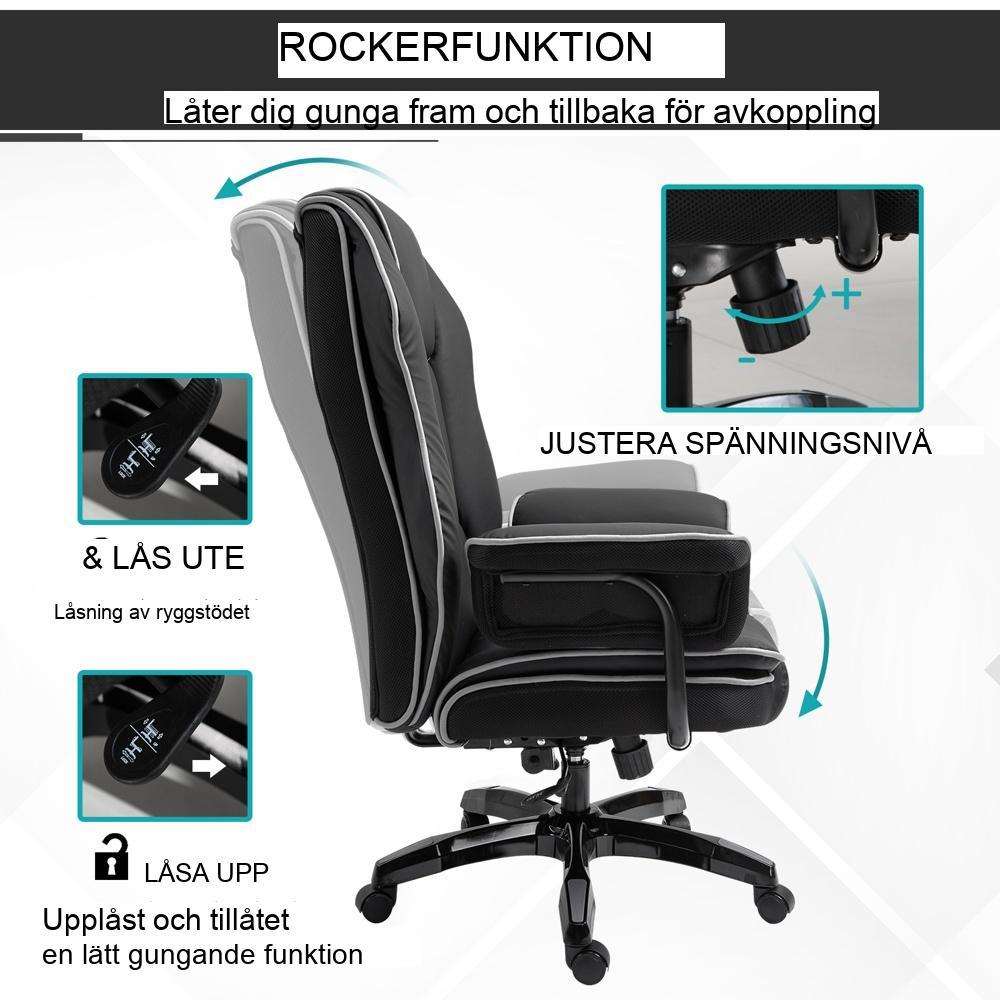 Ergonomisk kontorsstol med gungfunktion, justerbar höjd och armstöd