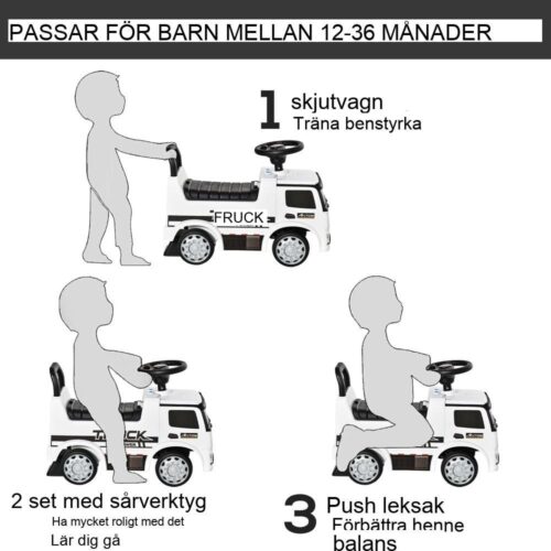 Mercedes ANTOS åkande bilskjutare och rollator, leksaksbil för barn (åldrar 12-36 månader)