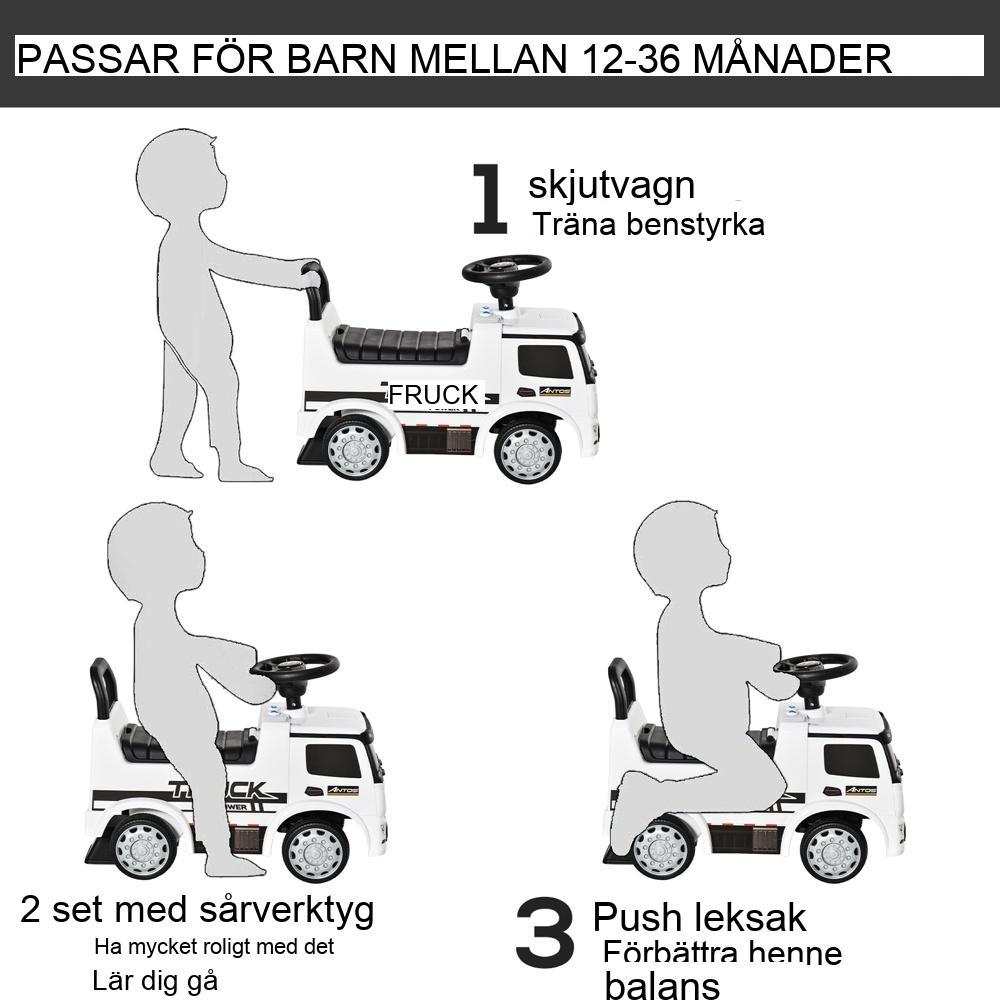 Mercedes ANTOS åkande bilskjutare och rollator, leksaksbil för barn (åldrar 12-36 månader)