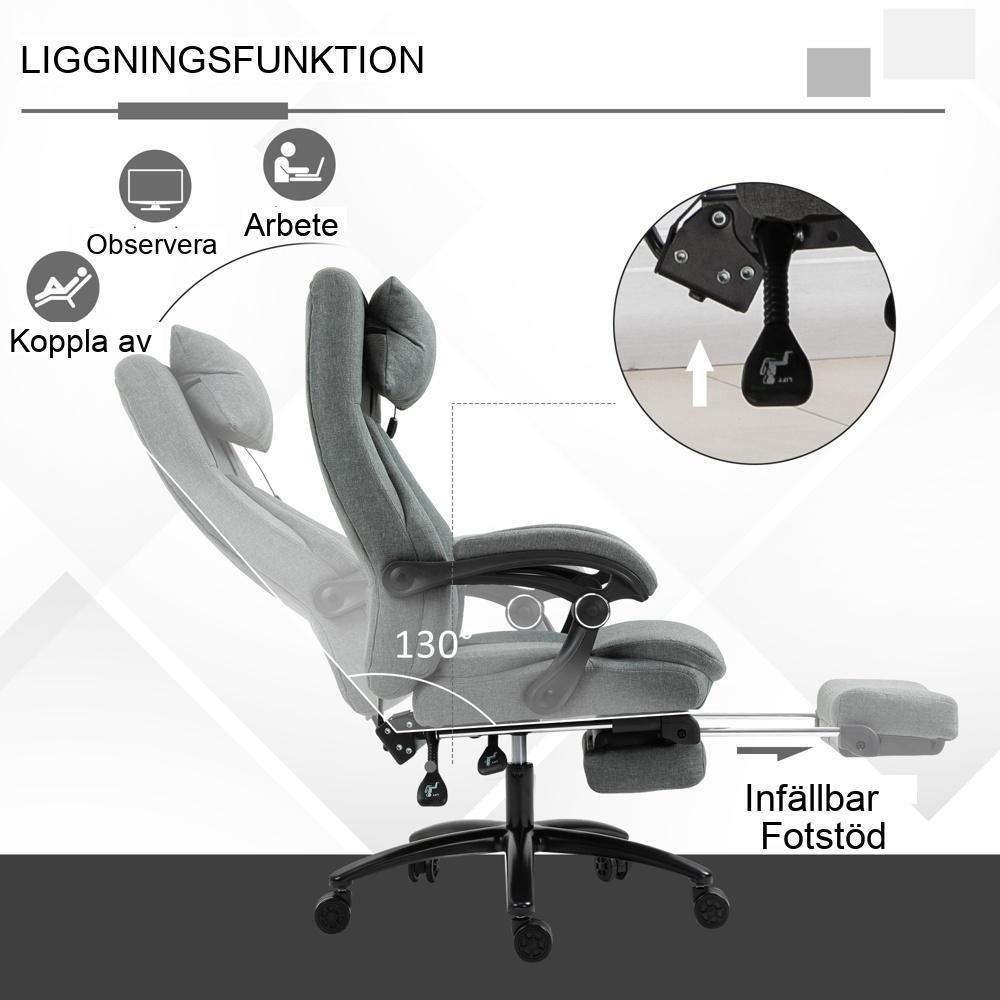 Ergonomisk massagekontorsstol med liggande funktion och vibration