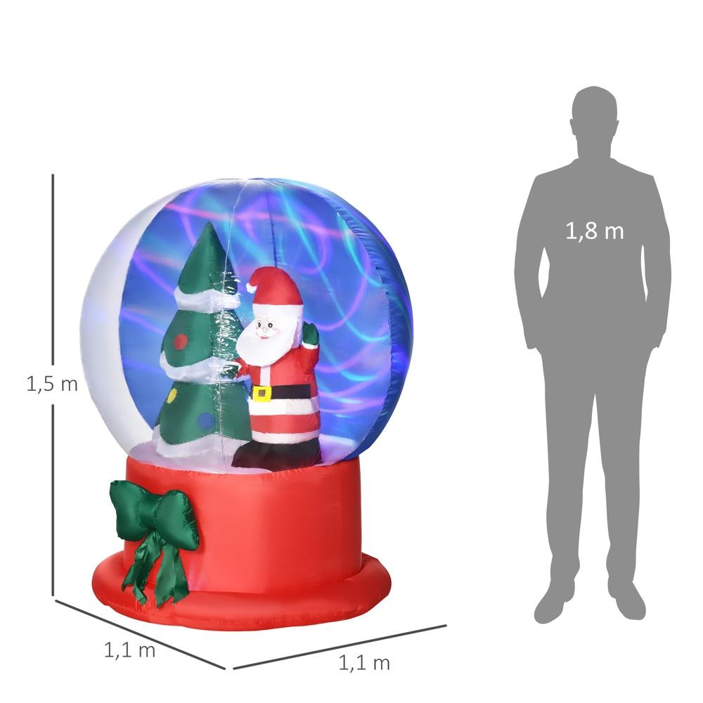 Uppblåsbar LED-tomte och julgran i kristallbollsdekoration, 150cm hög