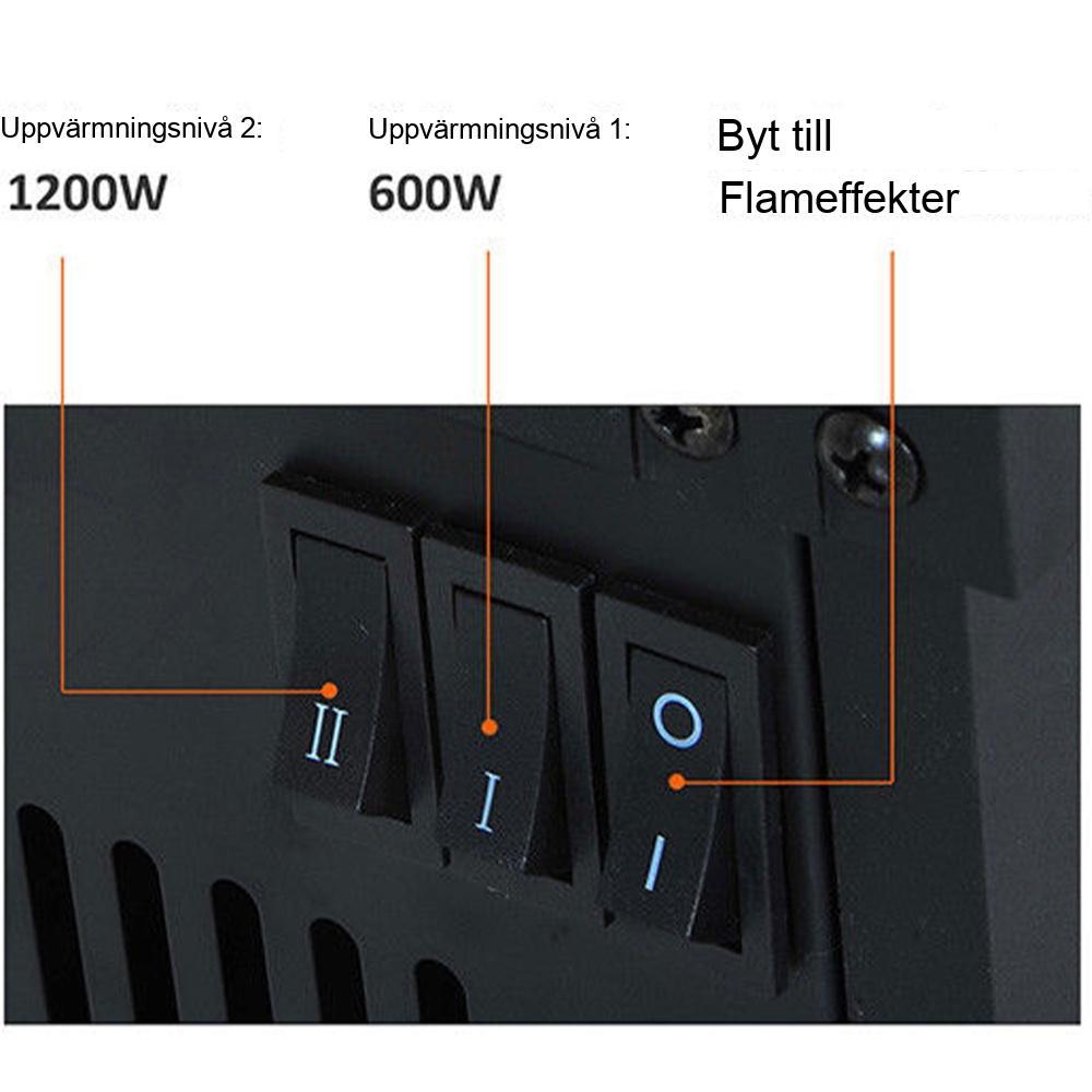 Kompakt elektrisk öppen spis med realistisk flameffekt och justerbara värmeinställningar