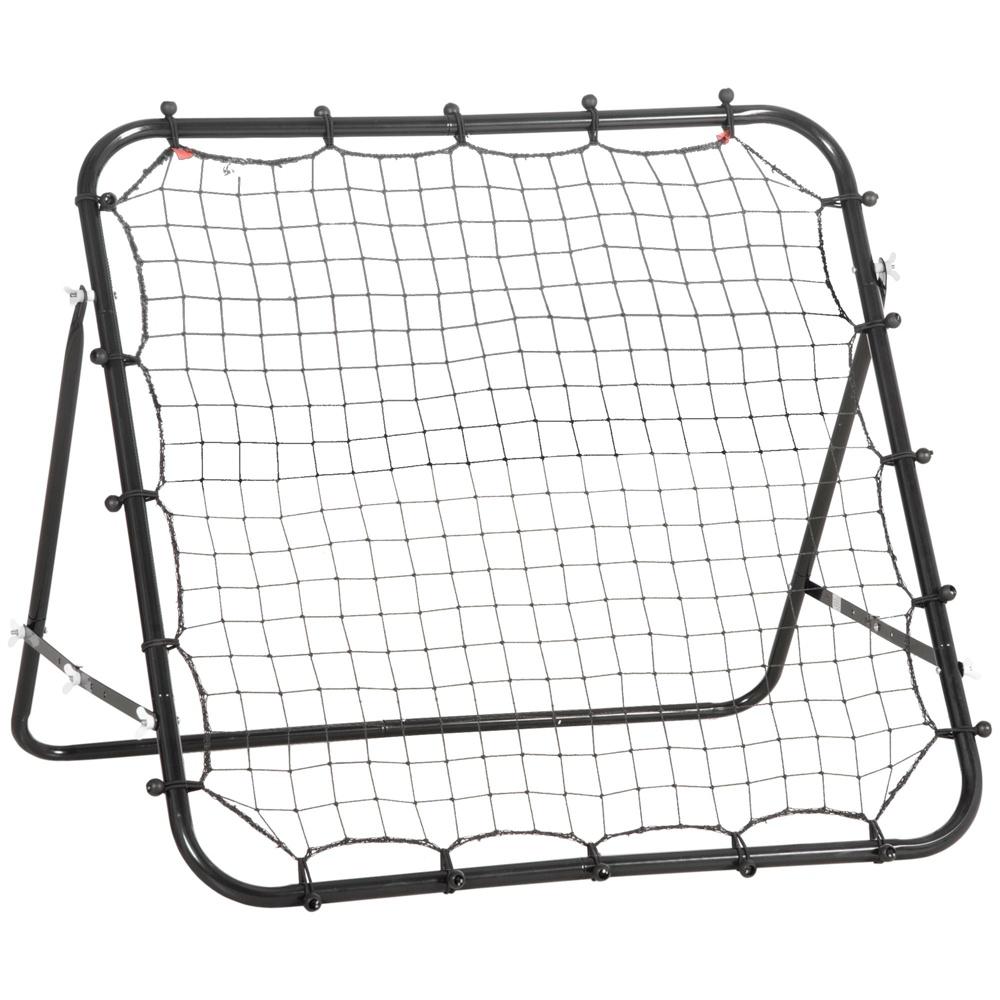 Black Steel Football Rebounder Wall för träning och lek – Justerbar 96x80x96cm