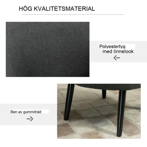 Modern grå stoppad fåtölj med linnelook träben – 71x65x75cm