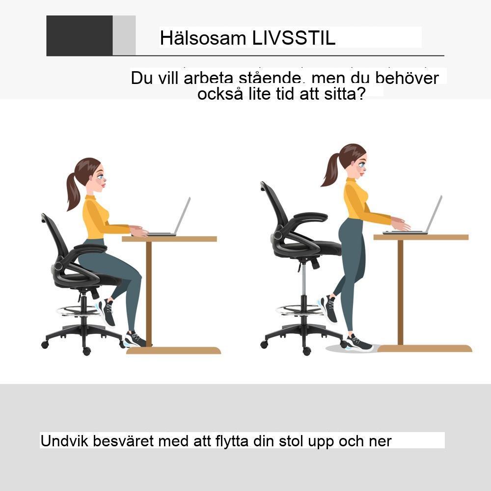 Ergonomisk kontorsstol Mesh Swivel med justerbart fotstöd och höjd (svart)