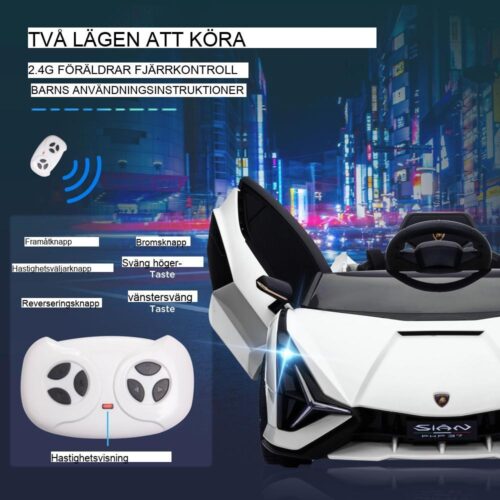 Licensierad Lamborghini Ride On Car, fjärrkontroll, 3 hastigheter, musik och ljus