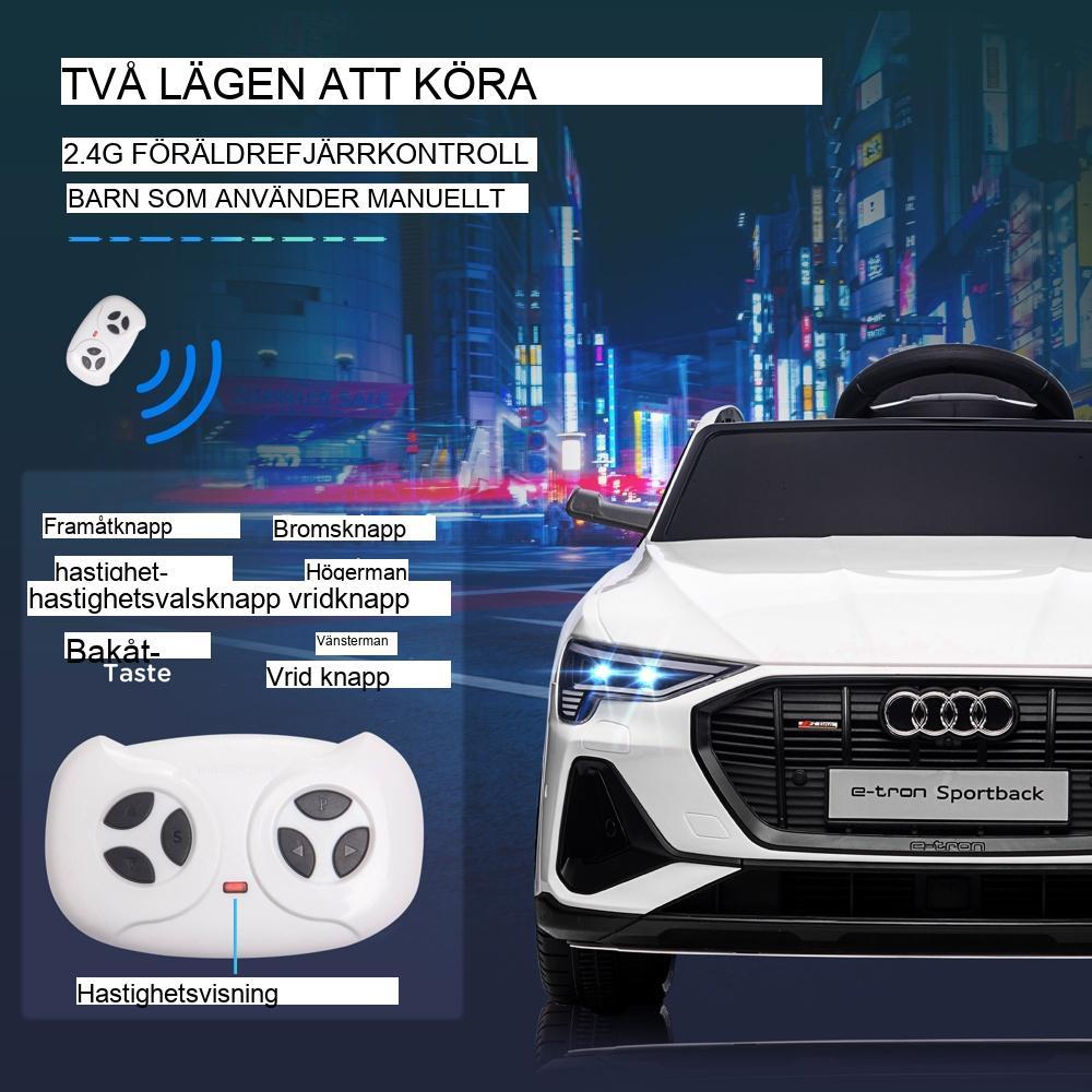 Elektrisk Audi E-tron Barnbil, Fjärrkontroll, Musik, 3-5 km/h Vit