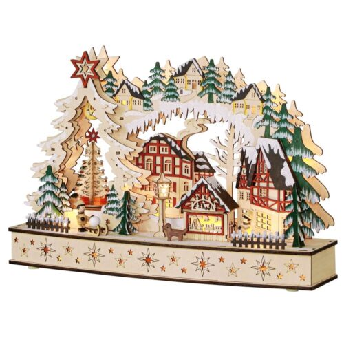 LED-upplyst Winter Wonderland Christmas Village-dekor