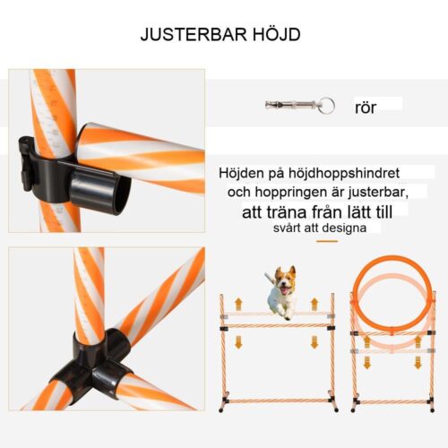 Dog Agility Training Set med tunnel, stavar och hoppbåge för aktiv lek