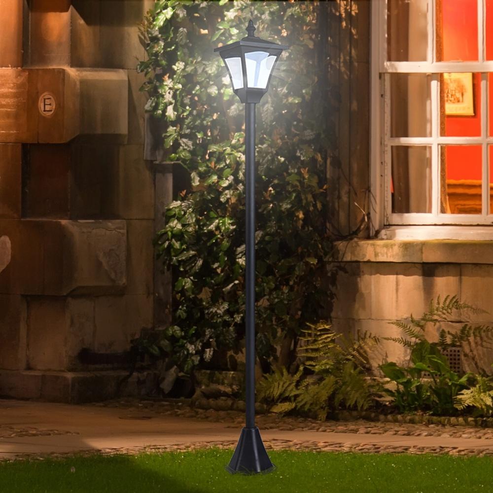 Solar Garden Lantern, LED Path Light, Svart, IP44 Vattentät, 30 Lumen