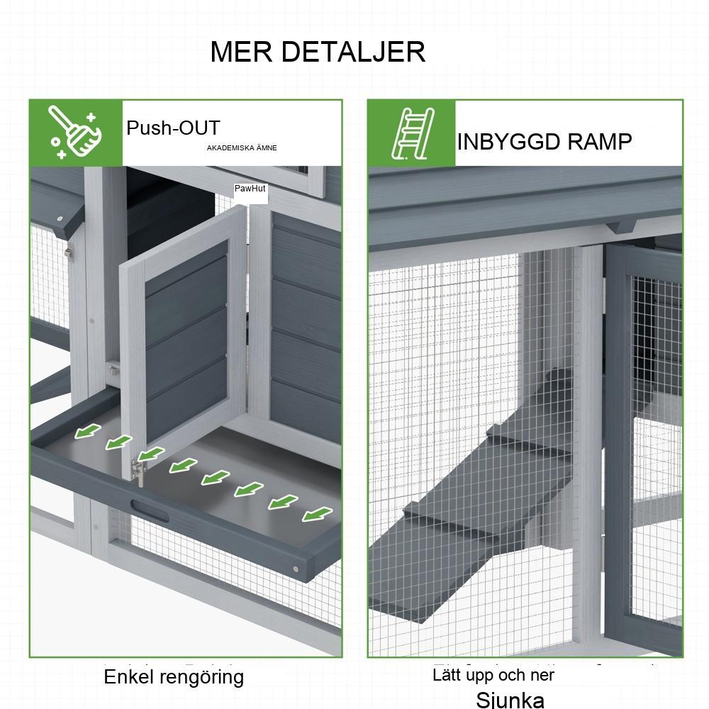 Gran Wood Bantam Chicken Coop med häckningslåda och ramp – Grå, Stor Run