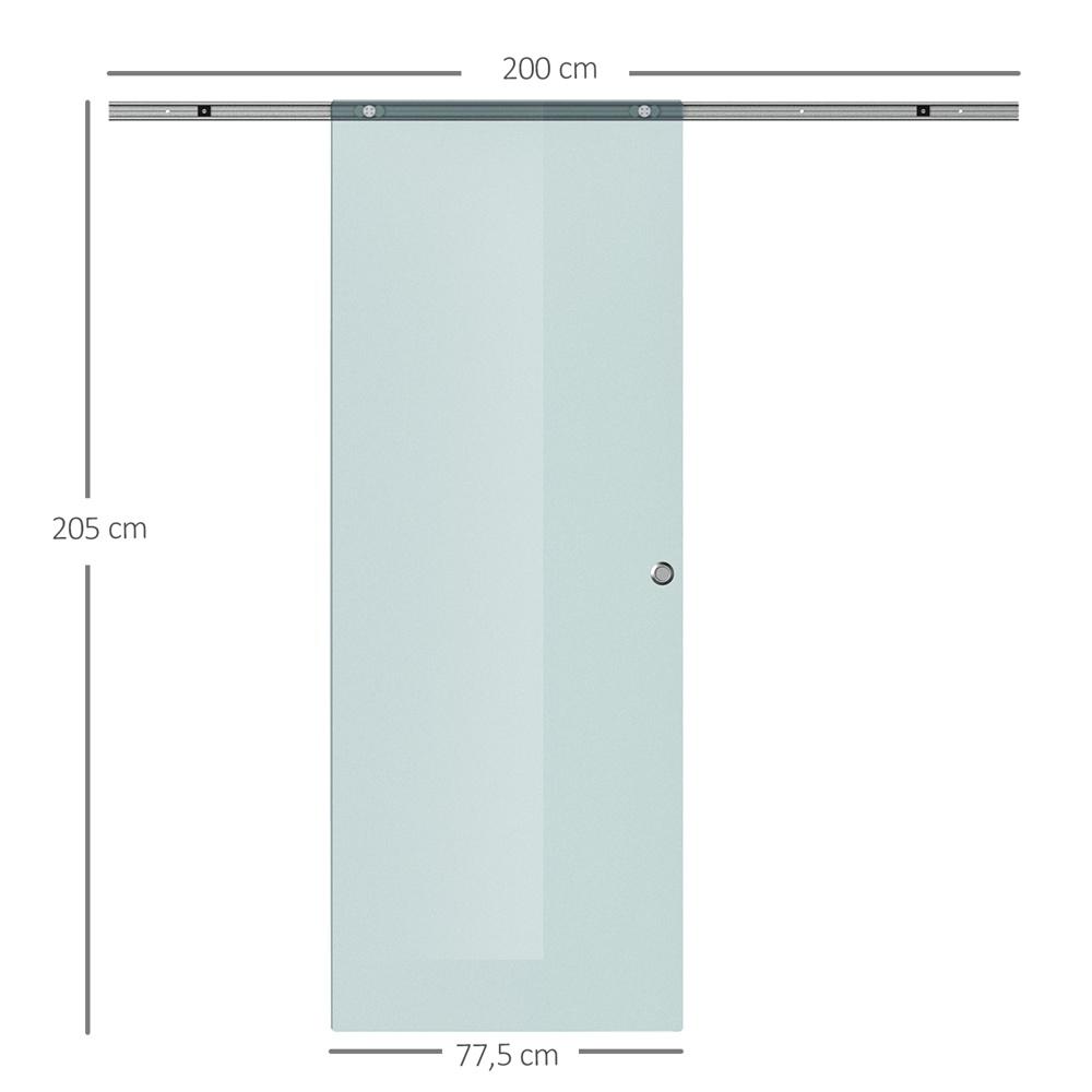 Modern skjutdörr i glas | Rumsavdelare | Frostat glas | 8 mm tjock | Väggfäste | 775/900/1025×2050 mm