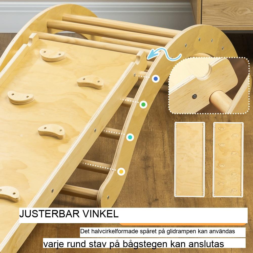 Träklätterställningsset med rutschkana och gunga för småbarn (1,5-4 år)