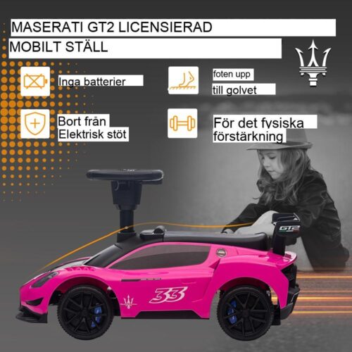 Maserati GT2 åkbil med förvaring, horn och musik för barn i åldrarna 1,5-5