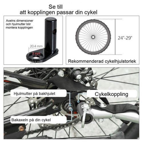 Blå+grå hundcykelvagn och skjutvagn – 2 i 1, hopfällbar, säker körning