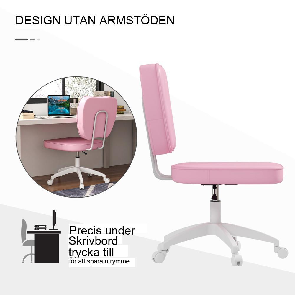 Pink Kids Swivel Chair, höjdjusterbar, upp till 120 kg kapacitet