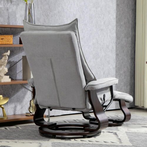 Grey Velvet Recliner Stol med ottomansk och gungfunktion