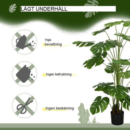 Realistisk 180 cm artificiell Monstera Deliciosa-växt med kruka