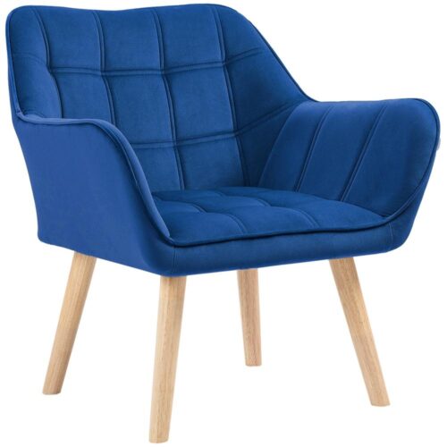 Fåtölj Blue Velvet, skandinavisk design, förhöjda ben