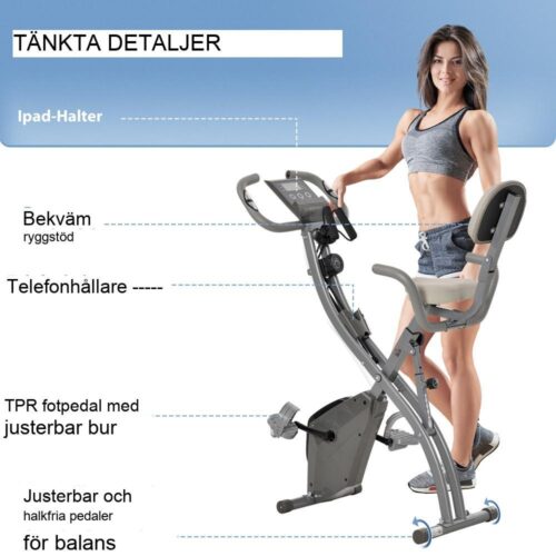 Home Trainer X-Bike 2-i-1 med LCD-skärm, magnetiskt motstånd, hopfällbar