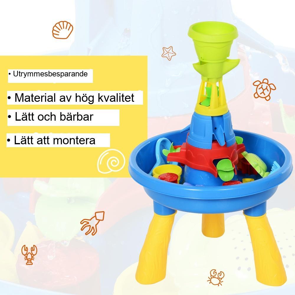 Färgglatt sand- och vattenlekbord med 21 tillbehör för barn från 3 år och uppåt