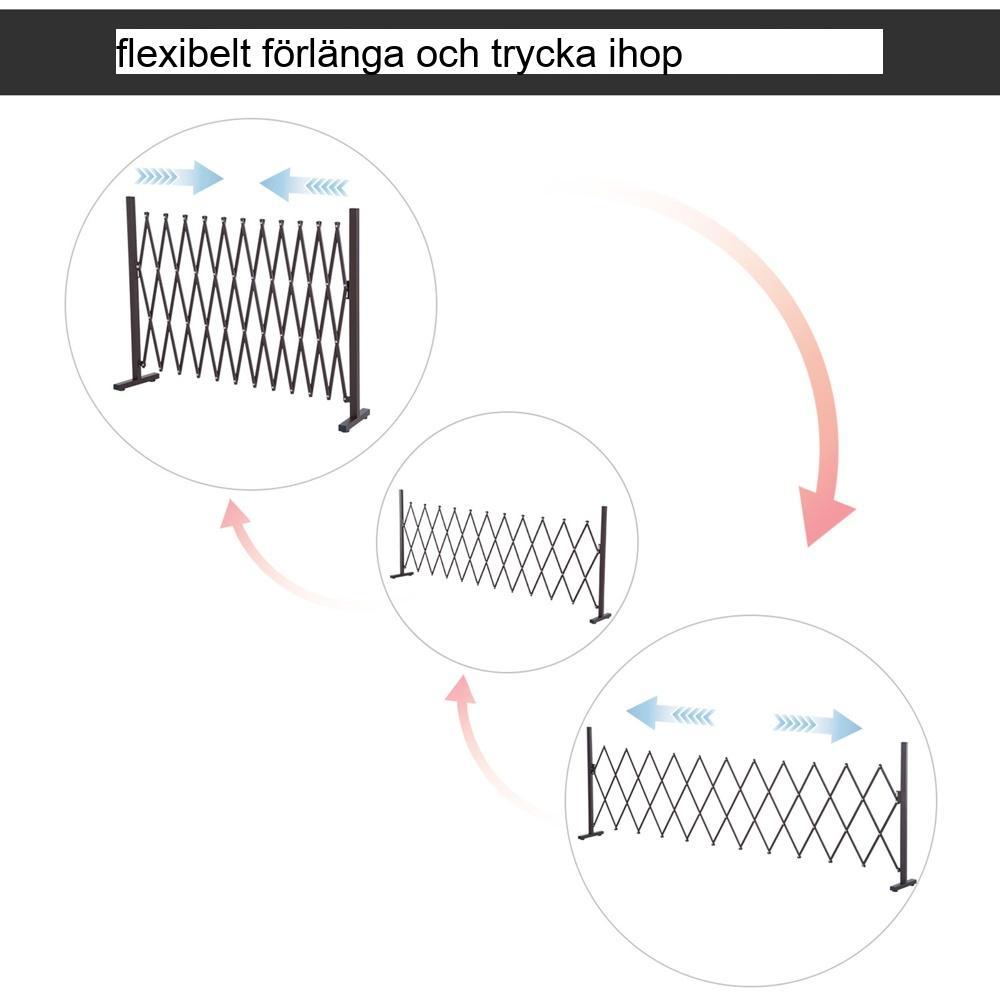 Utdragbar aluminiumsaxgrindspärr 35-300cm trädgårdsstaket