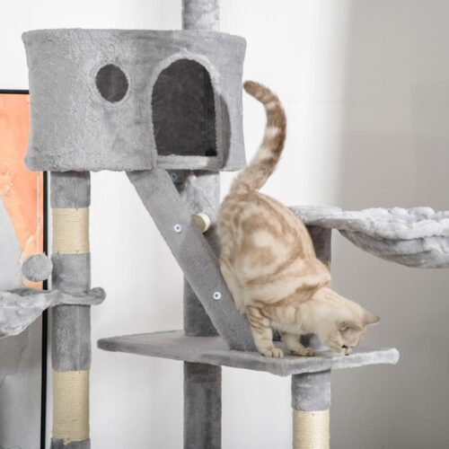 Ceiling Cat Tree Tower – Sisal skrapstolpe, flera nivåer och plattformar