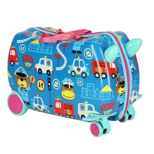 Kid’s Ride-On Wheeled Travel Case med fordonsdesign och förvaring