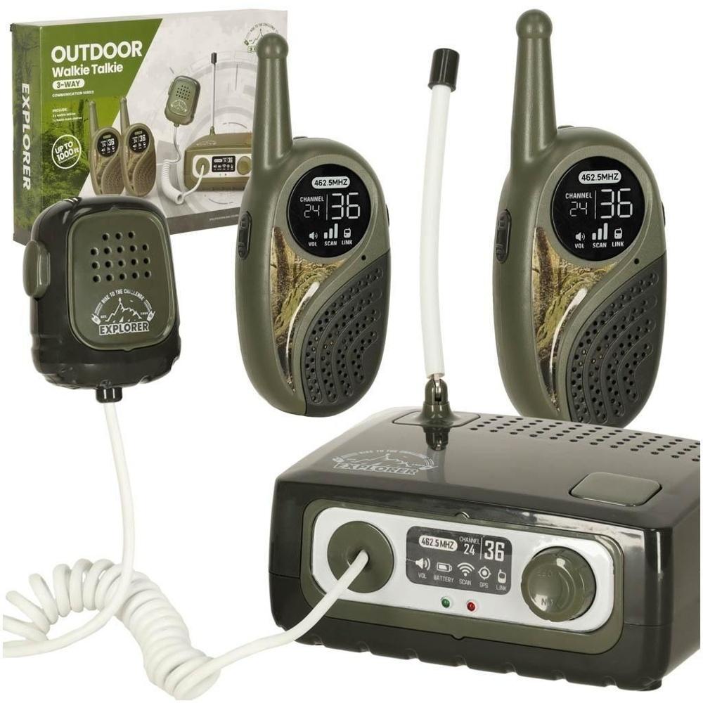 Barn Walkie Talkie Set med PBX, lång räckvidd 333m, Khaki