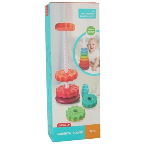 Rainbow Stacking Tower Toy – Spinnhjul och Sensory Fun (12m+)