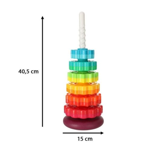 Rainbow Stacking Tower Toy – Spinnhjul och Sensory Fun (12m+)