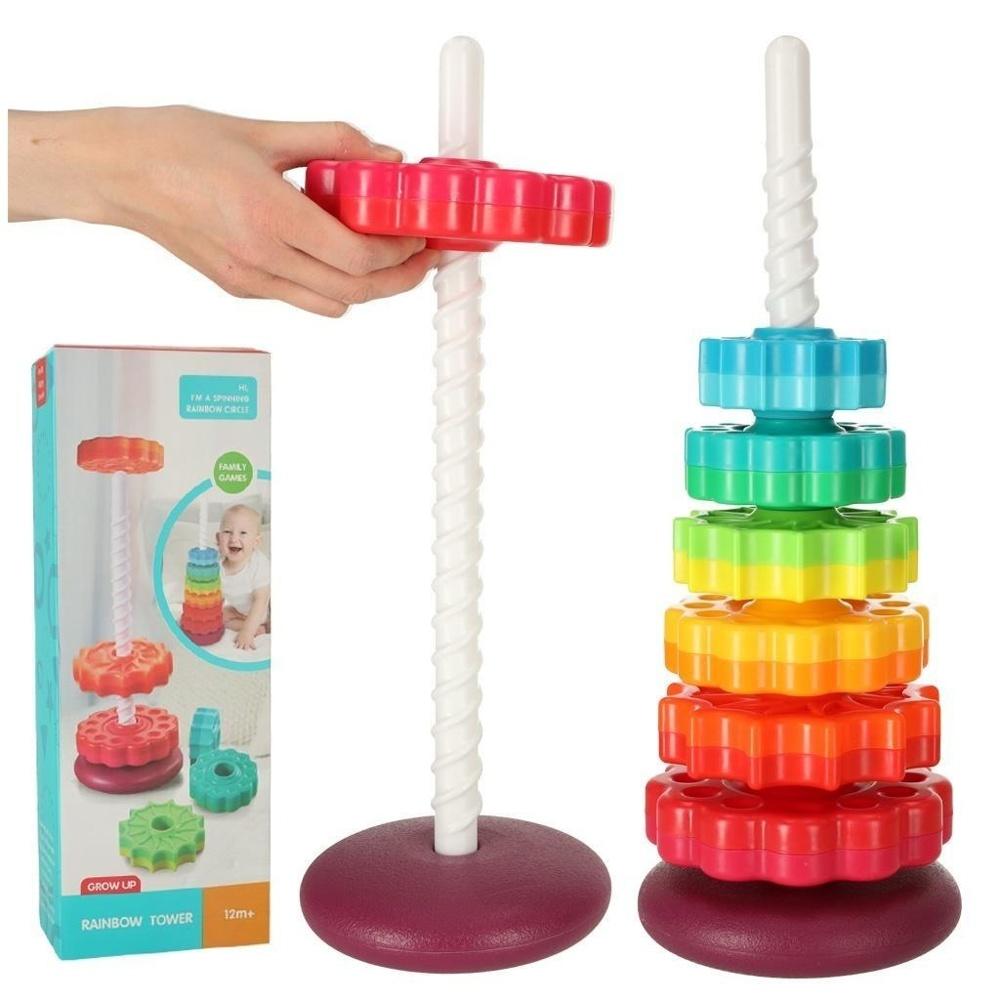 Rainbow Stacking Tower Toy – Spinnhjul och Sensory Fun (12m+)