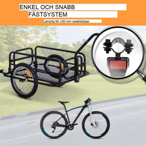 Heavy Duty hopfällbar cykel lastvagn 40 kg Kapacitet 16 tums däck svart