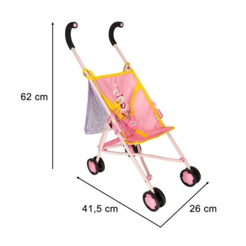 Rosa babydockavagn med hopfällbar design för småbarn från 3 år och uppåt