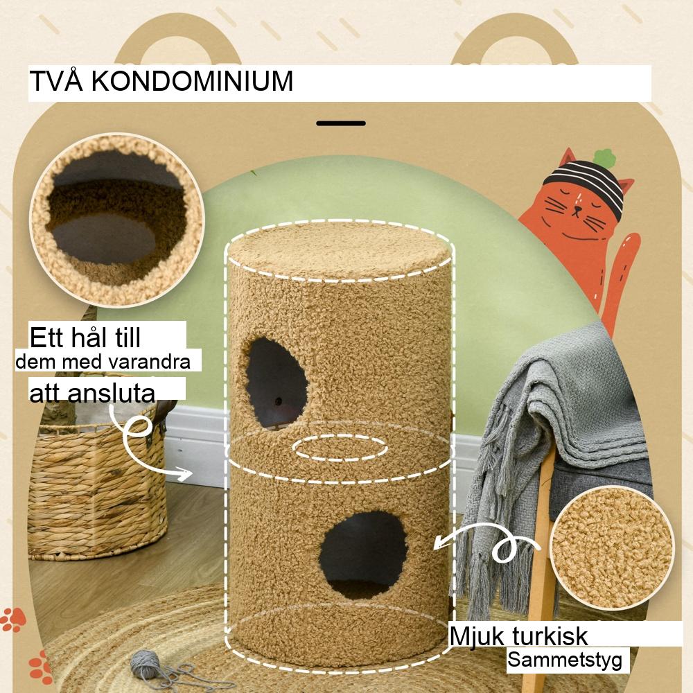 Brown Bear Cat Scratching Post med 2 grottor och Sisal yta