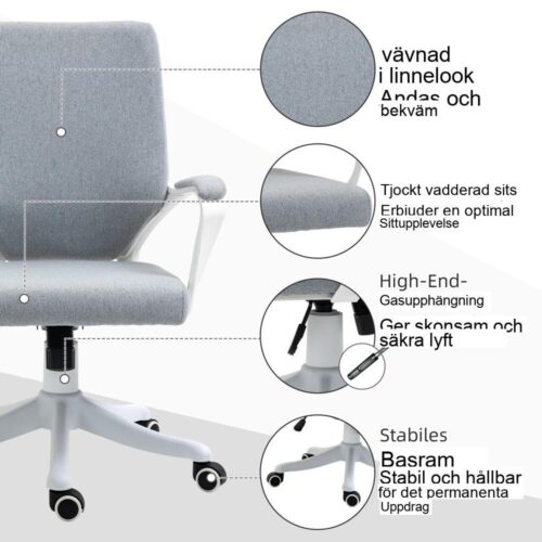 Ergonomisk kontorsstol med svankstöd och vippfunktion