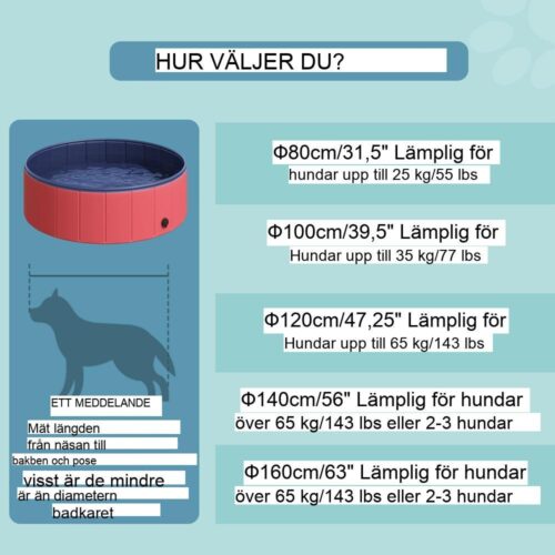 Röd hundpool i trä – Ø100cm, hållbar och hopfällbar för sommarnöje