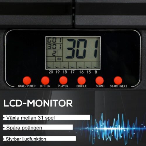 Elektronisk darttavla med LCD-skärm, 12 dart och spel för upp till 8 spelare