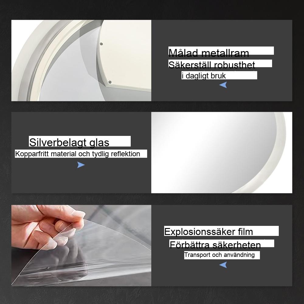 LED badrumsspegel med belysning, pekbrytare, 3 färglägen och anti-dimma