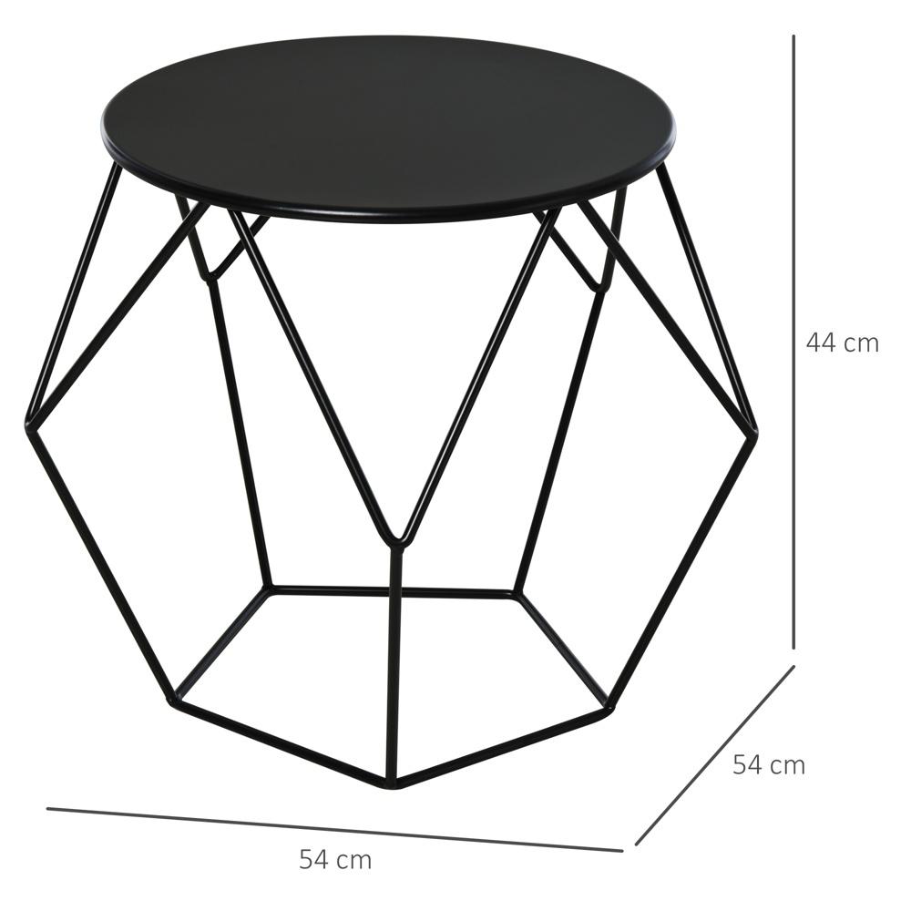 Svart metall runt soffbord med förvaringskorg, 51cm