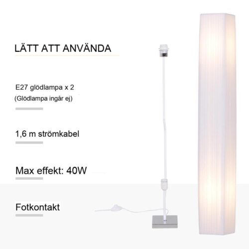 Modern vit golvlampa i rostfritt stål med 2 st E27 socklar för vardagsrummet