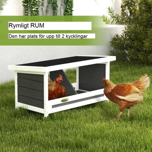 Gran Wood Chicken Nesting Box med asfalttak, grå, rymmer 2 kycklingar