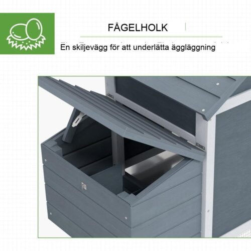 Gran Wood Bantam Chicken Coop med häckningslåda och ramp – Grå, Stor Run