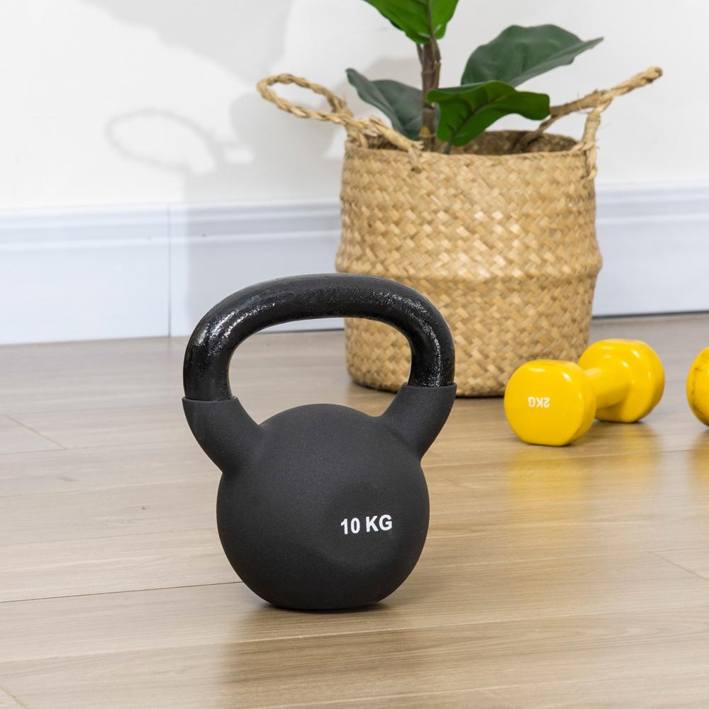 10 KG gjutjärn Kettlebell med neoprenbeläggning – golvvänlig för styrketräning