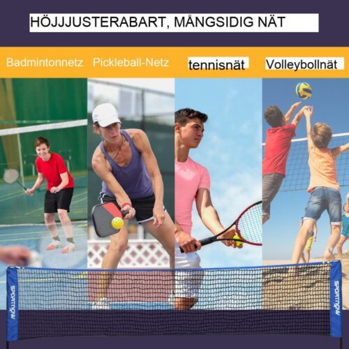 Höjdjusterbart badmintonnät, inomhus/utomhus tennis och pickleball