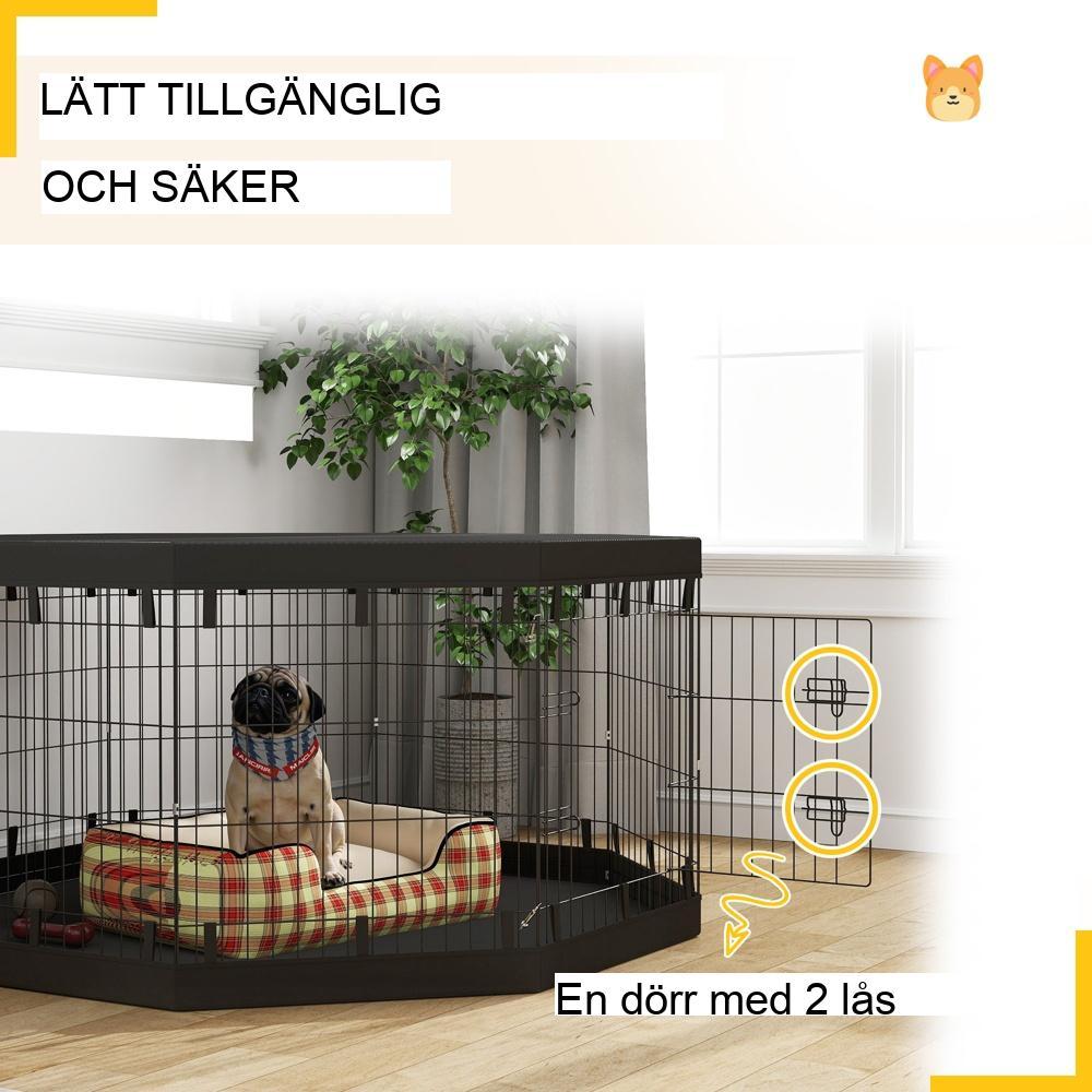 Dog Playpen Run, andningsbart nät- och presenningsskydd, svart, inomhus utomhus