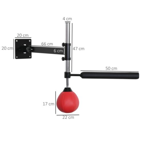 Justerbar höjd Boxning Väggfäste Punching Ball Training Kit Röd